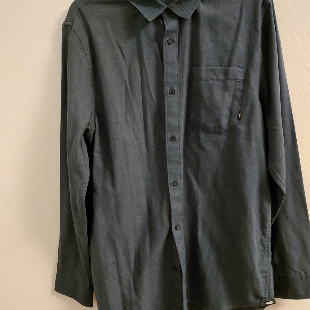 Vans Men's Black Long Sleeve Button-Down Shirt